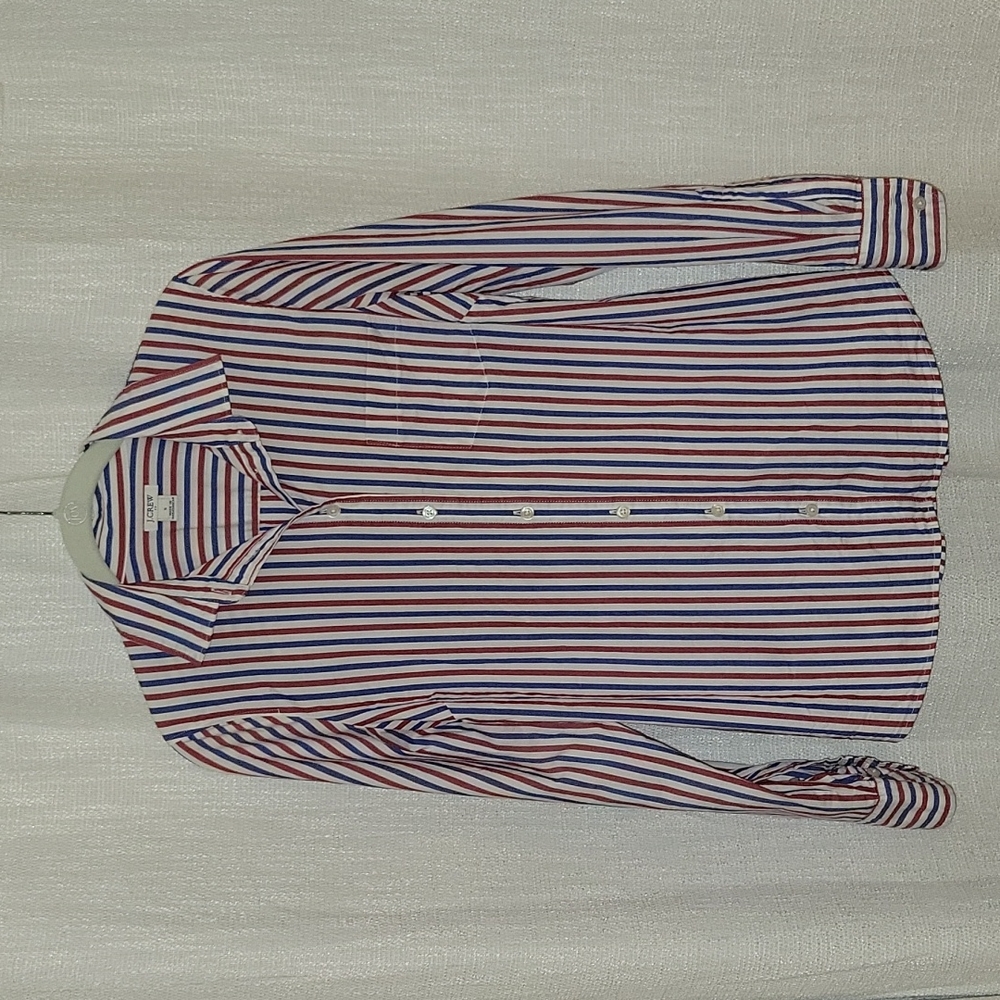 J. Crew Factory Red/Blue Striped Button Down Shirt